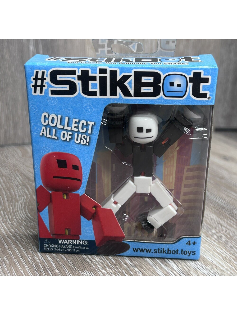 STIKBOT Stop Motion Capture Figure By ZING SUPER RARE COLORS, W&B w/ Red New